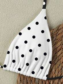 夏季性感金屬海星裝飾純色女款比基尼兩件套，海灘度假派對時尚優雅休閒泳衣套裝 - 黑與白 - 查看 6