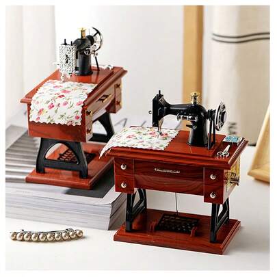 复古缝纫机音乐盒，家居装饰，摄影道具，客厅装饰，节日礼物