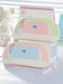 Estojo para lápis em tecido colorblock, com design de grande capacidade e vários bolsos, ideal para escola, escritório e viagens. Perfeito para estudantes, profissionais, homens e mulheres. Possui fechamento com zíper e é perfeito para guardar seus materiais escolares. - multicolorido - Ver 8