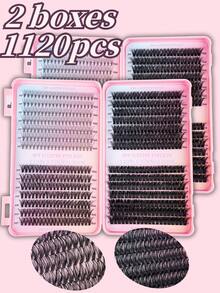Fengxiu Eyelash 560片/651片大容量睫毛册，仿貂毛单簇假睫毛，10D+30D+50D+80D+100D混合款式，俄式浓密睫毛，3D蓬松纤长尖头假睫毛，D/DD卷度，0.31-0.63英寸混合长度，0.07毫米超薄，柔软舒适，可重复使用，DIY嫁接睫毛，5种款式，尖头假睫毛，单簇假睫毛，适合日常妆容、派对、舞台、角色扮演、美容保健、节日魅力妆容。 - DD - 查看 9