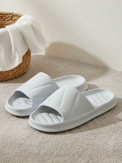 男女皆宜的极简主义EVA鞋底舒适轻便时尚不对称纹理吐司风格拖鞋，轻便易携，适合室内、浴室、海滩、日常通勤 | 四季皆宜