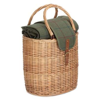 Red Hamper Wicker Oval Fitted Cool Bag Drinks Picnic Basket