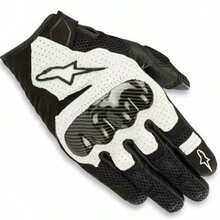 Alpinestars SMX-1 AIR V2 摩托车手套，超细纤维皮革碳纤维材质，适用于骑行、摩托车、越野摩托车、自行车，透气防护，耐磨，触屏操作，男女通用 - 白色 - 查看 5