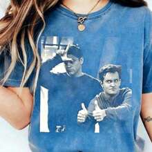 2026 Summer TopsVintage Friend Vibes Movie & TV Show Graphic Design T-Shirt - I'll Be There For You Retro 90s Sitcom Graphic Tee |     Y2K Bootleg Oversized Aesthetic |     Casual Loose Fit Cotton Short Sleeve Round Neck Streetwear TopAll-Match Sports T-ShirtLoose And Comfortableshirts - A9藍色 - 查看 7