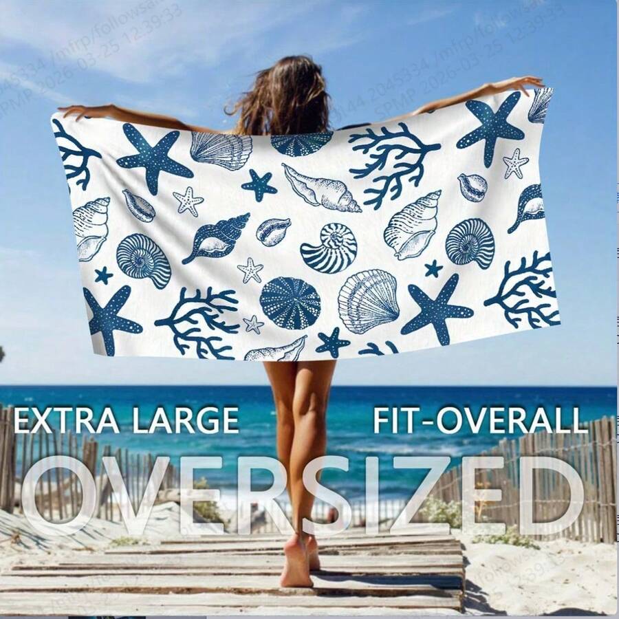 Extra Large & Ultra-Fine Fiber Beach Towel - Quick Drying, Lightweight, Sand-Free, Absorbent, Ocean Life Design - Suitable For Beach, Pool, Travel - Perfect Valentine's Day Gift - 1 - View 1