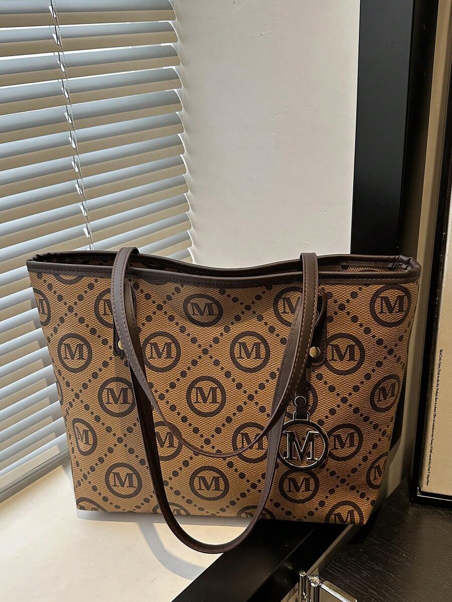 Túi xách tay, túi đeo vai, túi tote công sở in họa tiết tối giản chất lượng cao, kiểu dáng thoải mái, mới ra mắt mùa xuân 2026. - màu nâu - Xem 1