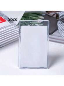 5 chiếc kẹp thẻ chống thấm nước bằng pha lê acrylic, kẹp thẻ ID trong suốt, kẹp thẻ văn phòng, có thể kẹp thẻ ngang hoặc dọc, hộp đựng thẻ ra vào triển lãm cho sinh viên, kẹp túi ví bằng nhựa, kẹp hai mặt, thẻ ID nhân viên, dễ dàng tự làm. - Hình chữ nhật - Xem 5