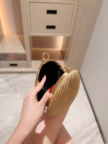 1 Stück Tasche "Mondscheinabend", goldenes metallisches Knitterbox-Design Abendtasche, Luxus Kristallkette, geeignet für Party, Abendkleid, Abschlussball, Graduation, Braut, Party, Hochzeit - Gold - Übersicht 7