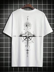 Manfinity Men's Plus Size T-Shirt With Print And Dropped Shoulders - 白色 - 查看 2