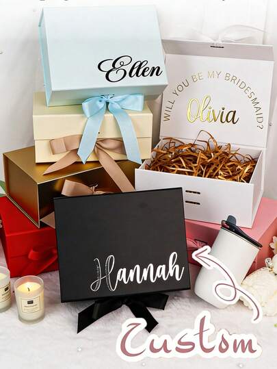 Customized Gift Box, Personalized Gift Box, Romantic Gift Box, Customized Party Decorations, Available In Multiple Colors, Blank Personalized Gift Box, Suitable For Celebrating Birthdays With Family, Friends, Relatives And Colleagues, Personalized Bridesmaid Invitation Box | Bridal Party | Bridesmaid Gift