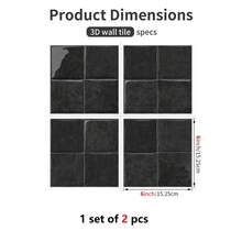 工业风优雅黑灰色PVC光滑加厚自粘方形3D墙砖，色彩柔和，粘贴牢固，防水耐磨，适用于厨房、浴室、客厅、卧室、壁炉等，尺寸为6英寸x 6英寸/15.25x15.25厘米 - A - 查看 17