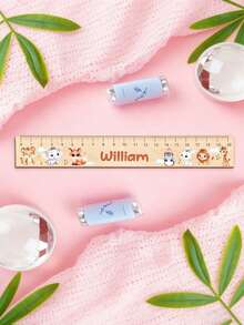 Customized Wooden Ruler With Name, Can Customize Cartoon Pattern Ruler, Suitable For School Use, Birthday Gift, Back To School Gift, Essential For College Students, School Supplies, Back To School Gift For Friends, First Day Of School Gift - Multicolor - View 8