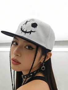 Mũ lưỡi trai biểu cảm quỷ dữ mùa xuân hè mới - Mũ chống nắng đơn giản, phong cách đường phố, hip-hop, kiểu mũ bowler cho nam và nữ. - A - Xem 9