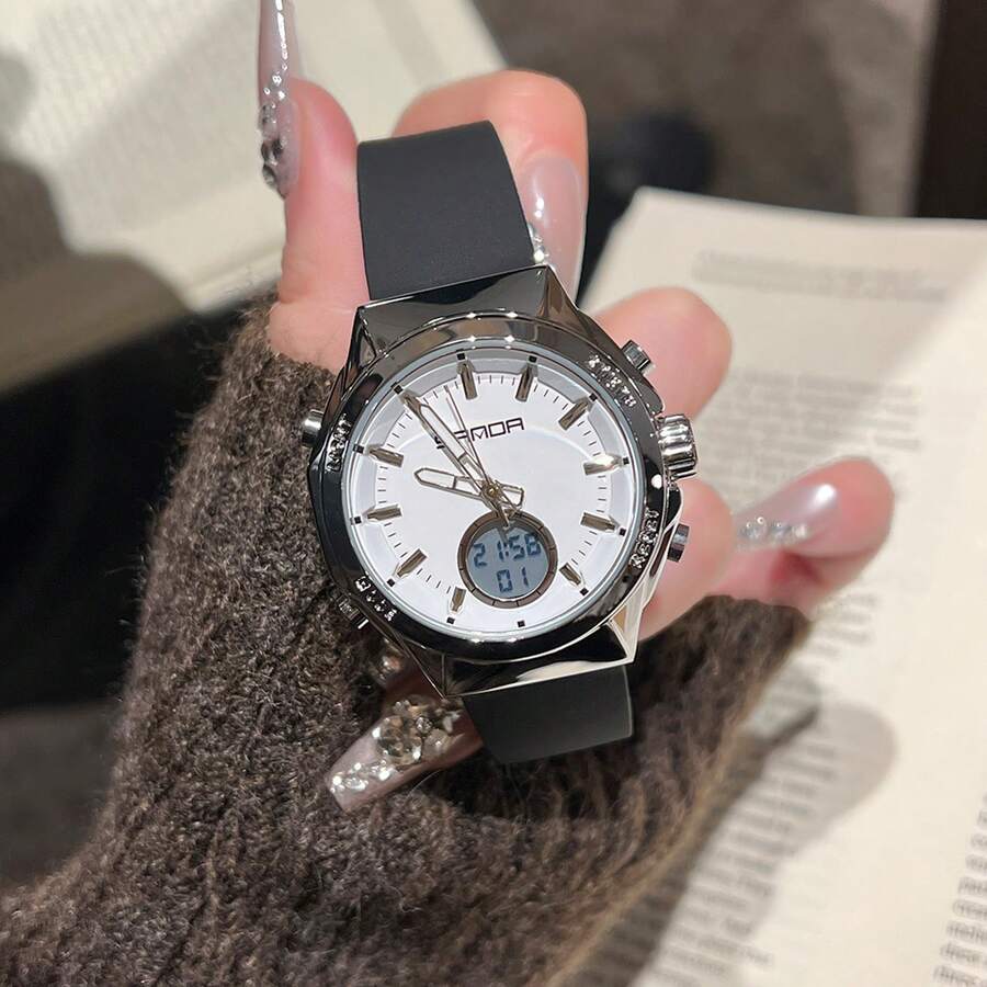 New Dual Display Watch, Three-Needle Electronic Screen, Luminous Sports Wristwatch, Multi-Function Alarm Clock, Ladies' Electronic Watch