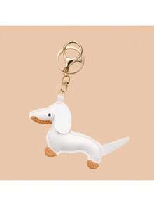 1pc Cute Cartoon Dachshund Leather Keychain, Bag Charm Decoration Gifts For Mother, Father, Graduation, And Teacher - Multicolor - View 5