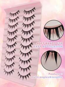 10 Cặp lông mi giả lông chồn cao cấp, mềm mại - Dễ sử dụng cho người mới bắt đầu, nhẹ nhàng, tạo hiệu ứng dày mi 3D và làm to mắt, thích hợp cho công sở, hẹn hò và các dịp đặc biệt. Sử dụng hàng ngày, Giáng sinh, hẹn hò & tiệc tùng. - màu đen - Xem 5