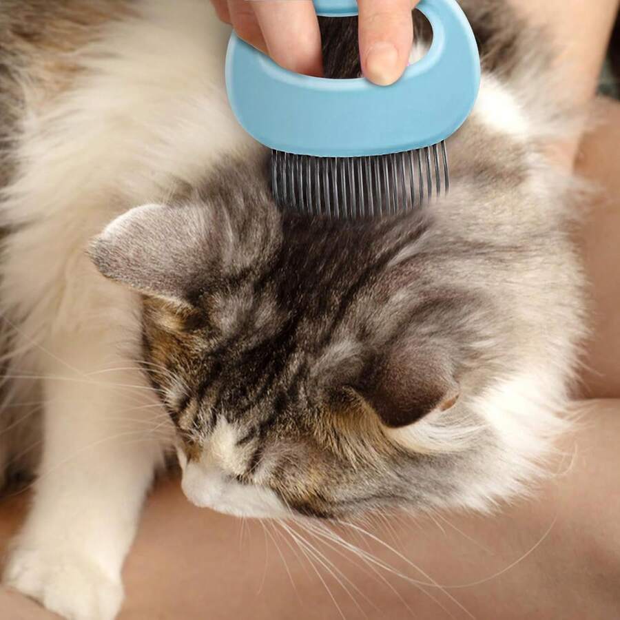 1pc Multi-Functional Cat Grooming Tool - Cloud Shell Brush, 3-In-1 Design For Brushing, Deshedding & Massaging, Effectively Removes Loose Fur, Gentle On Skin To Soothe Pets, Suitable For Short & Long Haired Cats, Practical Home Pet Cleaning & Grooming Accessory. - Multicolor - View 1