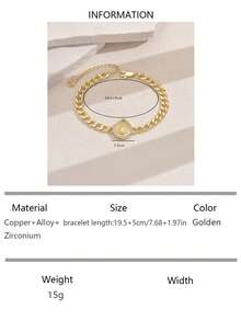 1 pieza Pulsera cubana de retrato de nicho, adecuada para que las mujeres la usen en sesiones de fotos, check-ins, atuendos de noche - Dorado - Ver 15