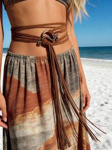 人造叶子束腰带扣，扭纹编织复古腰绳链，波西米亚风可调节麻绳腰带，适合DIY连衣裙，文艺复兴中世纪维京风格配饰，四季皆宜 - A - 查看 10