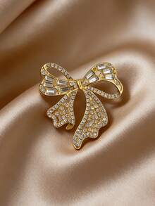 1 Peça Broche de Borboleta de Cristal Quadrado Estilo Francês de Luxo, Borla Cheia de Diamantes 3D, Acessório Elegante para Terno, Vestido, Festa, Presente do Dia das Mães para Mulheres - Dourado - Visão 1
