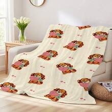 1 Stück bequeme vintage Cartoon Cocker Spaniel Herz Muster Flanell Decke, Schlafzimmer Dekoration, Picknick Teppich, Reisedecke, Wolldecke, Tagesdecke, Überwurf, Herbstdecke, Sommerbettdecke, Schlafzimmerdecke, weiche Decke, Sofabezug, weiches gestricktes Polyester Design, Multifunktional, maschinenwaschbar, Bettwäsche, flauschige Decke und lässige Decke, ideales Geschenk für Zuhause, Reisen, Outdoor, alle Jahreszeiten, Haustierdecke, perfektes Geschenk für Haustiere - 150*200 - Übersicht 5