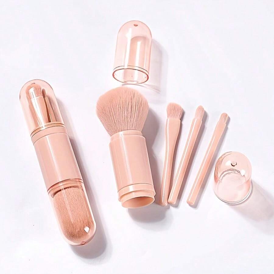 Bộ cọ trang điểm 4 trong 1 cầm tay - Cọ nền mini chuyên nghiệp có thể thu gọn, cọ tạo hiệu ứng hào quang, cọ phấn phủ và cọ phấn mắt - Lông cọ nylon, cán ABS, Bộ cọ trang điểm, Bộ cọ trang điểm, Bộ cọ trang điểm, Bộ cọ trang điểm, Bộ dụng cụ trang điểm đầy đủ, Bộ cọ trang điểm, Bộ cọ trang điểm, Bộ cọ trang điểm, Bộ quà tặng trang điểm