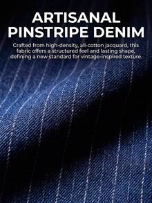Quần jeans nam dáng suông rộng, kẻ sọc jacquard, thích hợp cho mùa xuân/hè, phong cách công sở thường ngày, thoải mái. - Màu xanh lam - Xem 6