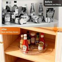 1pc Rotatable Refrigerator Storage Rack, Suitable For Cabinet, Kitchen Countertop, Pantry, Non-Slip 360° Rotating Spice Rack, For Kitchen Organization, Also Can Be Used As Desktop Decor, Holiday Or Christmas Gift - Multicolor - View 4