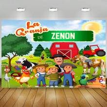 Cartoon  La Granja De Zenon Theme Shower Kids 1st Birthday Party Green Grass Farm Photo Background Decoration Props - 款式E - 查看 12
