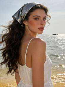 1 st. leopardmönstrad och metallisk hårhalsduk, retro tofshuvudbonad för strand, fest och vardag - Multifärgad - Visa 3