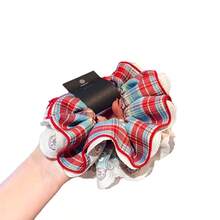 Hair Accessory Sets - Red Plaid Lace Hair Tie, 4 Layers, 16cm - View 5