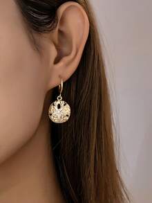 1 Pair Gold Plated Starfish Beach Earring For Women - Sand Dollar Dangle Earrings - Summer Vacation Ocean Jewelry - Golden Starfish Earrings - View 2