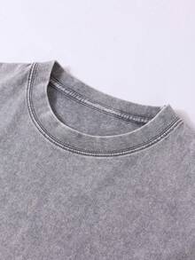 Men's Printed Vintage Washed Vest, Loose Fit, Casual Street Style, An Essential Everyday Item - Xám - Xem 2