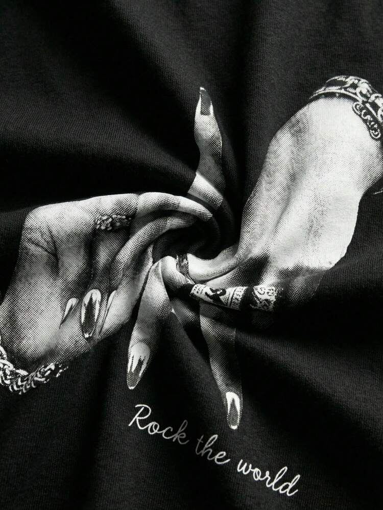 Men's Summer Casual Fitness Sports Tank Top, Streetwear Hip Hop Style Soft Gesture & Letter Graphic Muscle Vest - Black - View 5