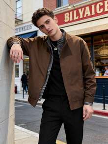Novedad: Chaqueta a cuadros para hombre estilo <<Rebel-Chic» (efecto dos piezas) -  de primavera/otoño | El estilo streetwear más candente del momento - marrón - Ver 1