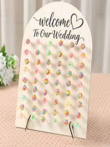 1pc/1pack Wooden Wedding Welcome Sign, "Welcome To Our Wedding" Arched Seat Board, Wedding Candy Display Rack, Romantic Wedding Reception And Engagement Party Decoration Suitable For Birthday Party Decoration, Baby Party Supplies, Wedding Bride Party Desktop Decoration Center Decoration - Multicolor - View 7