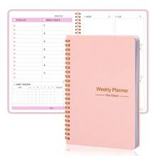 1pc A5 52-Week Planner Notebook, 100GSM High Quality Paper, Waterproof PVC Cover, Smooth Writing, Student/Adult Daily/Weekly Planner, Back To School Essential - Weekly Planner - View 2