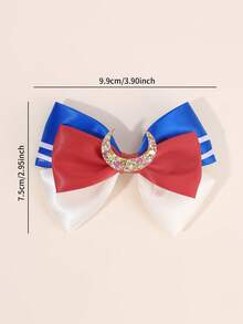 1 chiếc nơ cài tóc hình trăng khuyết lấp lánh màu vàng cho bé gái, nơ ruy băng đỏ trắng xanh, kẹp cá sấu, nơ sọc trắng hình trăng khuyết, kẹp tóc nơ hình trăng khuyết lấp lánh dễ thương, quà tặng ngày lễ, ghim cài tóc nơ, nơ nơ hình trăng khuyết, nơ hoạt hình, phụ kiện tóc cho thanh thiếu niên - Nhiều màu - Xem 6