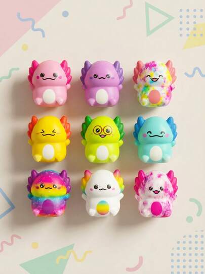 5PCS/10PCS/15PCS Mini Axolotl Squishy Toys Colorful Salamander Easter Party Favors Gifts Cute Squishies PU Toys Finger Squeezing Fidget Sensory Toys,Easter,Axolotl,Mini Toys