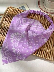 1pc Women's Fashion Paisley Print Headband, Sun Protection Sweat-Absorbing Elastic Headband, Suitable For Outdoor Sports, Street And Hip-Hop Style Women's Hair Accessories Beach Accessories Women Bandana Summer Outfits Summer Beach Hair Bands,Travel,Birthday - Multicolor - View 8