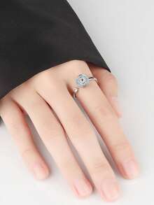 1个邪眼旋转戒指，独特设计，优雅减压，可调节开口戒指，礼品 - 復古銀色 - 查看 2