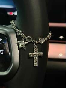 1pc Car Steering Wheel Decorative Pendant Light Luxury Crystal Chain Car Steering Wheel Decorative Pendant - A - Xem 9