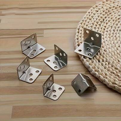 10pcs 90 Degree L-Shaped Metal Corner Brackets With Screws - Industrial Hardware Suitable For Furniture And Shelving, Pre-Drilled Holes For Easy Installation, Sturdy Structure For Furniture Support And Shelf Reinforcement