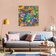 1pc 5D DIY Diamond Painting Colorful Hummingbird & Floral Diamond Art Kit, DIY Handcraft Rhinestone Painting Decor For Living Room Or Bedroom, Perfect For Holiday Gifts - No Frame - View 3