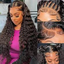 NARNI Wear And Go Glueless Wigs Human Hair Pre Cut 200% Density Water Wave 5x5 HD Lace Closure Wigs Human Hair With Baby Hair Pre Plucked Natural Hairline Deep Wave Lace Front Wigs Human Hair Wet And Wavy Deep Curly Closure Wig For Women 8-40 Inch - Natural Black - 查看 2