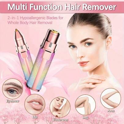 Máy cạo râu và tỉa lông mày điện 2 trong 1 dành cho nữ, sạc USB, không gây đau, dùng để tẩy lông mặt, lông mày, môi, mũi và toàn thân, máy tỉa lông cầm tay tiện dụng cho nữ, món quà Giáng sinh lý tưởng cho phụ nữ.