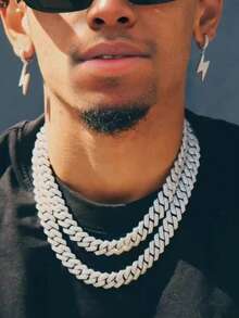 Collar de eslabón cubano geométrico de alta calidad, joyería de estilo hip hop brillante como regalo - collar de cadena - Ver 4