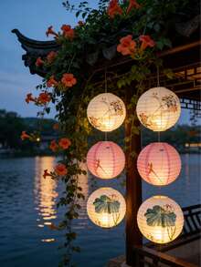 6/3 chiếc đèn lồng giấy tròn kiểu Trung Quốc và Nhật Bản, dùng để trang trí sinh nhật, đám cưới, Giáng sinh, tiệc cô dâu và các buổi tiệc tại nhà. - Nhiều - Xem 11