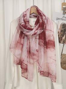 1pc Fashionable Versatile Lightweight Scarf, Breathable Printed Balinese Chiffon Shawl/Headscarf For Women, Spring/Summer - Multicolor - View 5