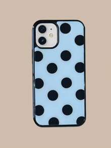 Ốp lưng điện thoại chấm bi dễ thương, thời trang, mềm mại, tương thích với Apple 17 Air 16 15 14 13 12 11 Pro Max 16 15 14 Plus, ốp lưng chống sốc tối giản, sáng tạo. - Những chấm đen trên nền xanh - Xem 2